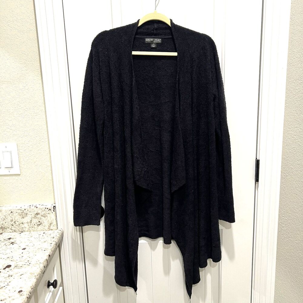 Barefoot Dreams Black Cozy Chic Lite Open Front Sweater L/XL